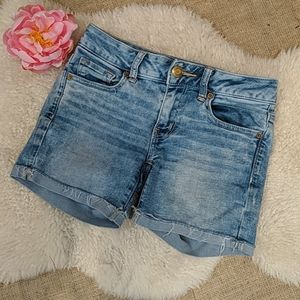 American Eagle Blue Denim Cuffed Shorts